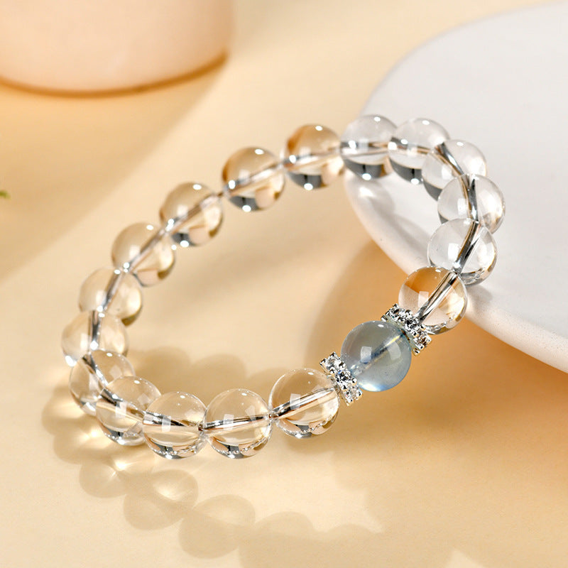 Natural White Crystal Aquamarine Spiritual Bracelet for Women - Harmony & Protection