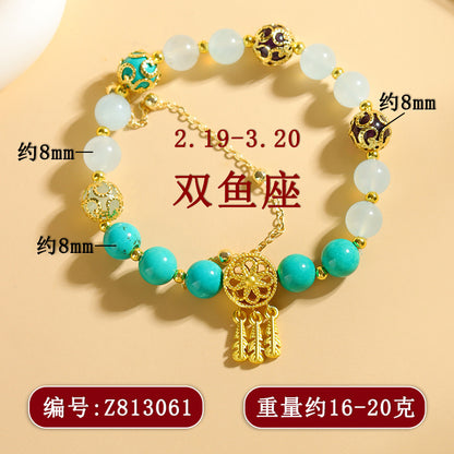 Natural Crystal Zodiac Bracelet - Mystical Astrological Jewelry for Women's Empowerment