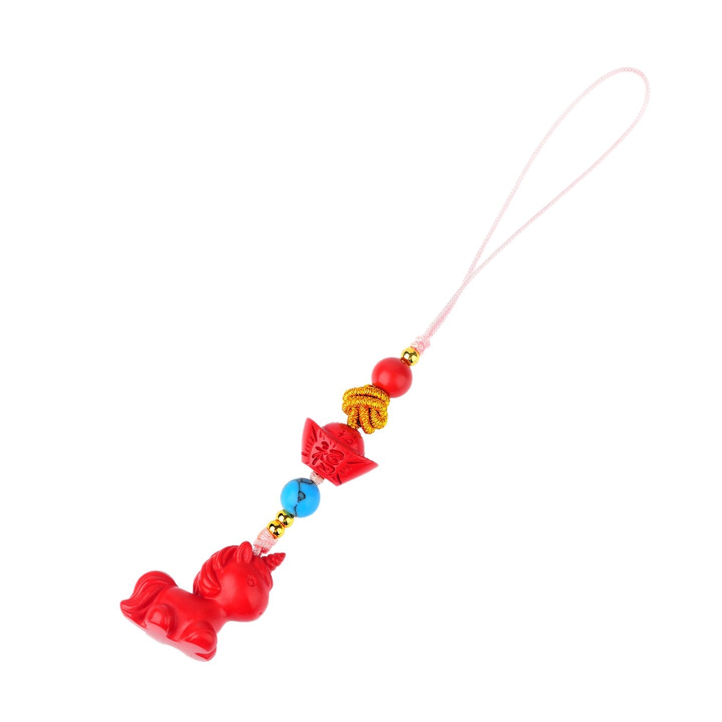 Imperial Red Cinnabar Zodiac Horse Phone Pendant - Natural Mineral Protection & Fortune Keychain