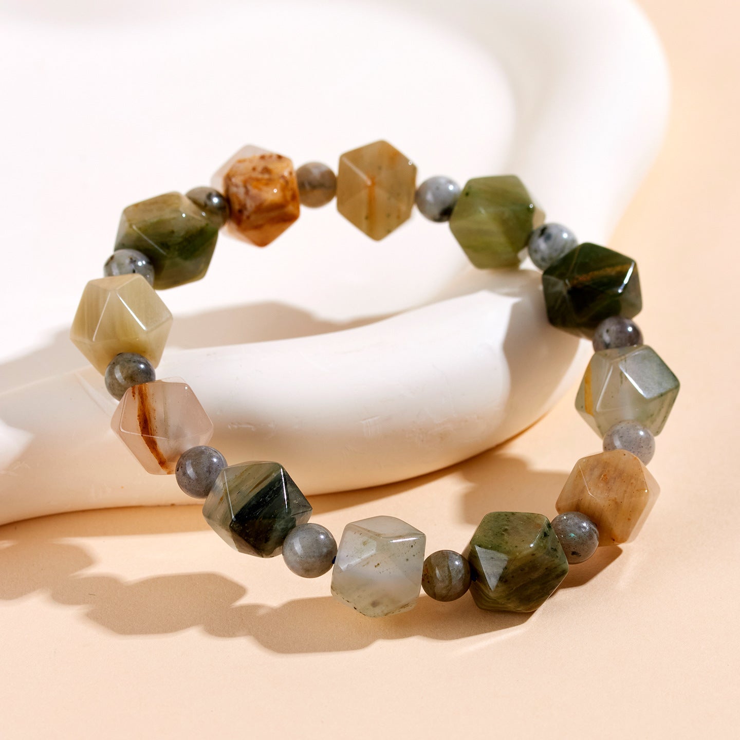 Natural Phantom Agate Irregular Single Circle Bracelet | Mystical Protection & Wealth Attraction