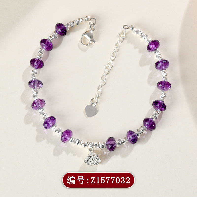 Amethyst Bead Silver Fragment Bracelet | Spiritual Harmony & Elegant Protection