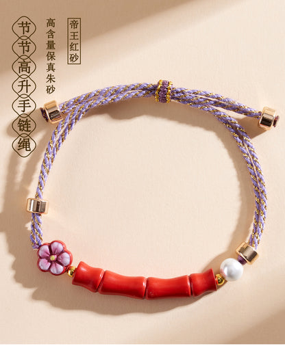 Imperial Red Cinnabar Bracelet | Natural Raw Mineral High Content Chinese Style Rope for Continuous Ascension