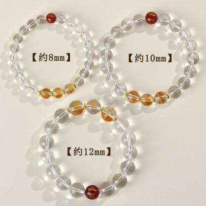 Pure White Crystal Three-in-One Zodiac Buddha Bead Bracelet for Couples - Harmony & Protection