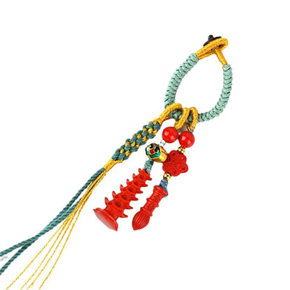 Natural High Content Cinnabar Wenchang Tower Keychain for Academic Success & Protection
