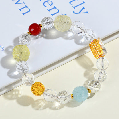 Natural Multi-Treasure Five-Way Wealth God Crystal Bracelet | Prosperity & Spiritual Harmony