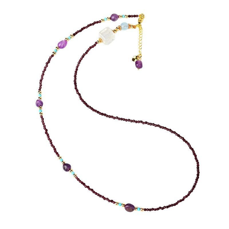 Natural Amethyst Freeform Crystal Sugar Cube Collarbone Necklace for Women - Spiritual Energy & Elegance