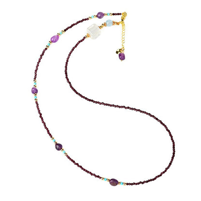 Natural Amethyst Freeform Crystal Sugar Cube Collarbone Necklace for Women - Spiritual Energy & Elegance