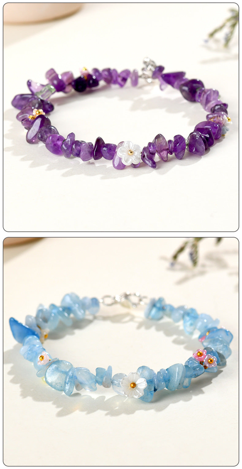 Natural Crystal Crushed Stone Bracelet Aquamarine Amethyst Citrine Irregular Fashion Original Women's Bracelet Jewelry