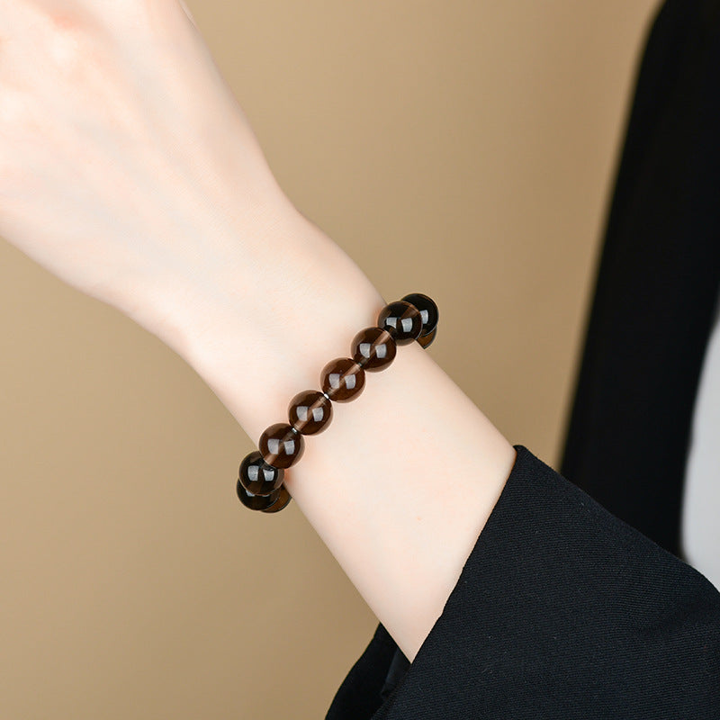 Natural Mexican Obsidian Round Bead Bracelet｜Spiritual Protection & Prosperity Unisex Jewelry