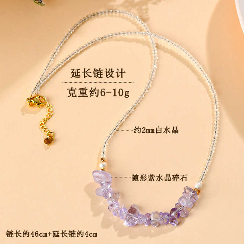 Natural Amethyst Crushed Stone Adjustable Necklace | Spiritual Protection & Elegant Design for Women