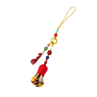 Natural Purple Gold Cinnabar Ruyi Tibetan Style Tassel Pendant - Spiritual Protection Charm