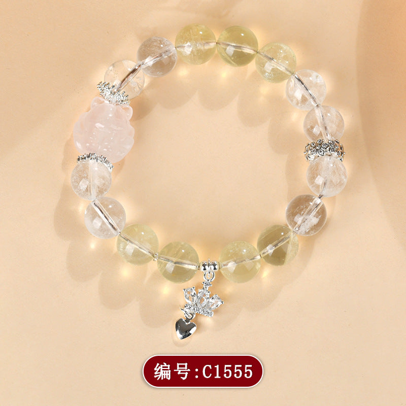 Natural Crystal Nine-Tailed Fox Love Bracelet - Attract Romance & Positive Energy