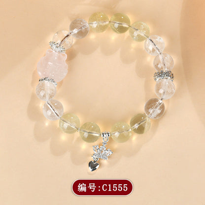 Natural Crystal Nine-Tailed Fox Love Bracelet - Attract Romance & Positive Energy