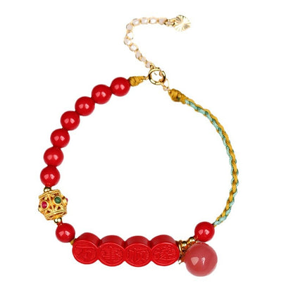 Natural Imperial Sand Success Bracelet - Hand-woven Raw Mineral for Prosperity & Protection