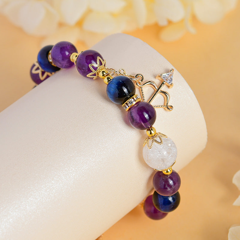 Sagittarius Amethyst Crystal Bracelet - Romantic Zodiac Light Luxury Jewelry for Women