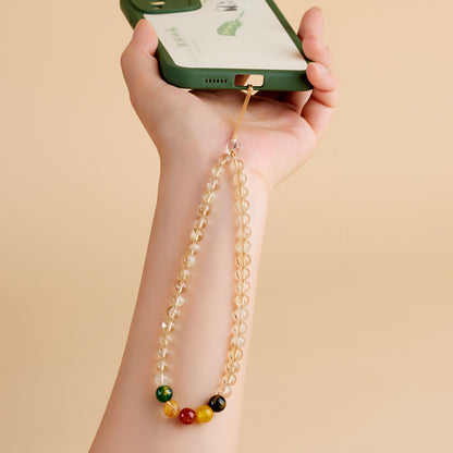 Natural Yellow Crystal Five-Way God of Wealth Phone Chain Pendant｜Wealth Attraction & Protection Amulet