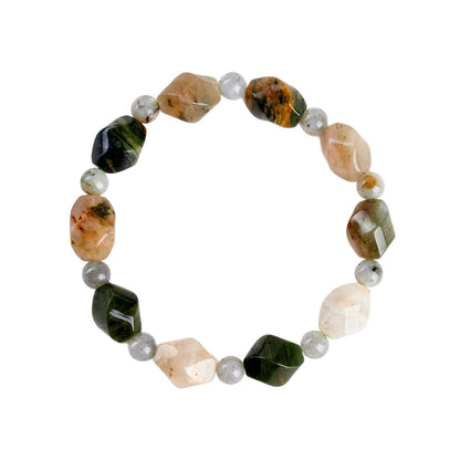 Natural Phantom Agate Knot Bead Single Loop Bracelet - Mystical Protection & Fashion Elegance