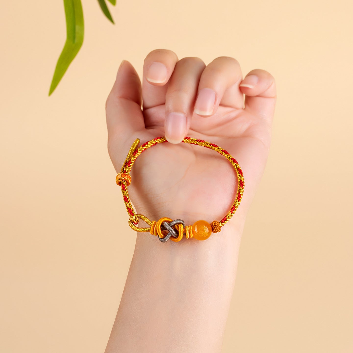 Five-Way God of Wealth Agate Bracelet - Handwoven Red Rope with Zodiac Charms