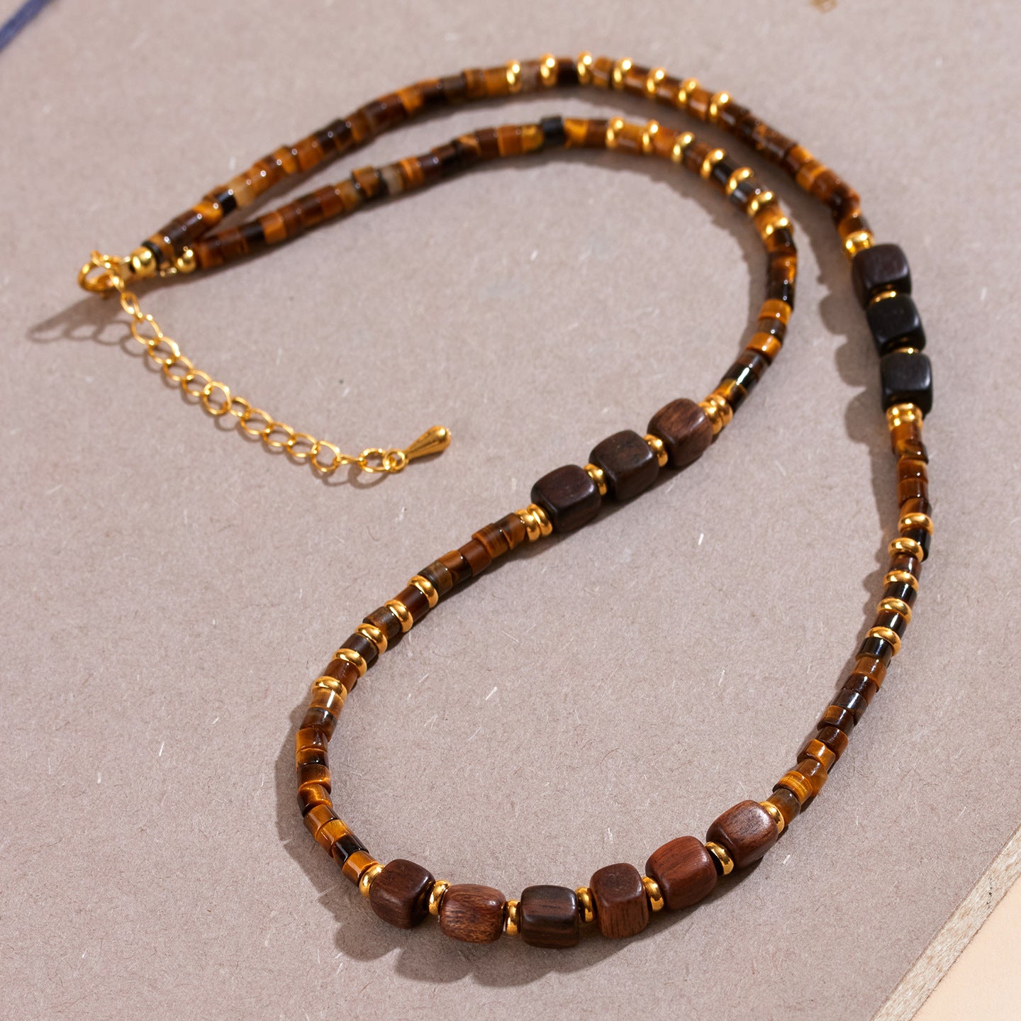Natural Tiger Eye Agarwood Clavicle Necklace - Spiritual Protection & Wealth Attraction