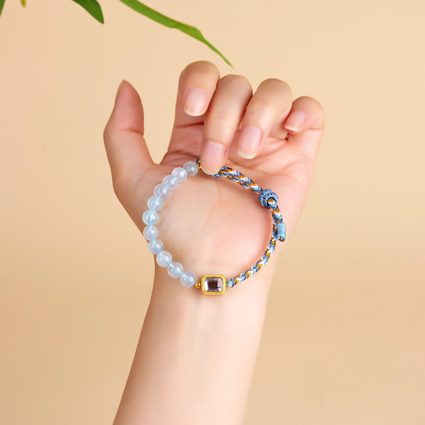 Natural Aquamarine Crystal Handmade Braided Bracelet | Chinese Style Spiritual Protection Jewelry