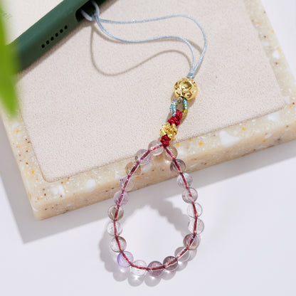 Natural Super Seven Amethyst Phone Chain Pendant – Spiritual Protection & Elegant Energy