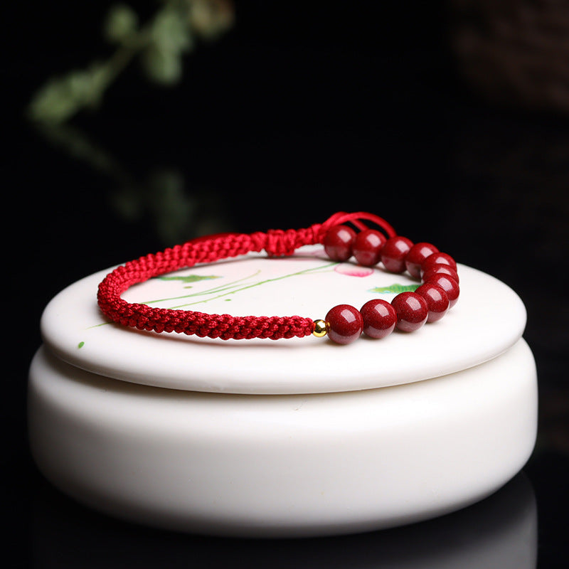 Natural Purple Gold Sand Bracelet - Handwoven Red String Multicolor Rope for Wealth & Protection