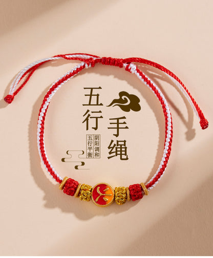 Five Elements Harmony Woven Bracelet | Balance Energy for Couples & Good Fortune