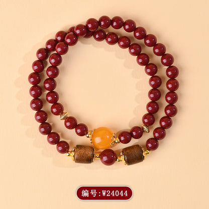 Natural Purple Gold Cinnabar Agarwood Double Circle Bracelet | Wealth Protection & Spiritual Harmony