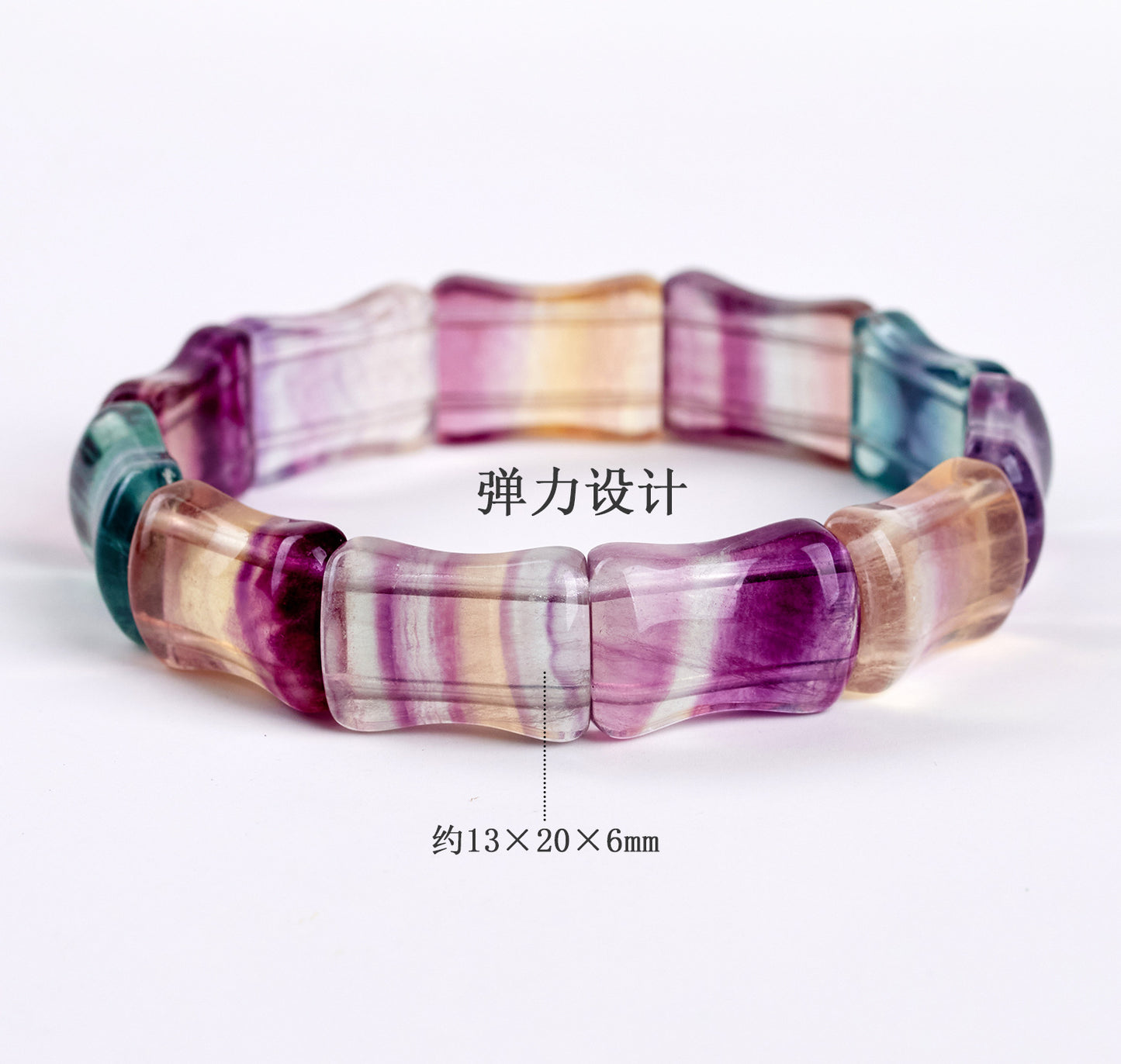 Natural Colorful Fluorite Bamboo Knot Bracelet - Spiritual Protection & Elegant Fashion