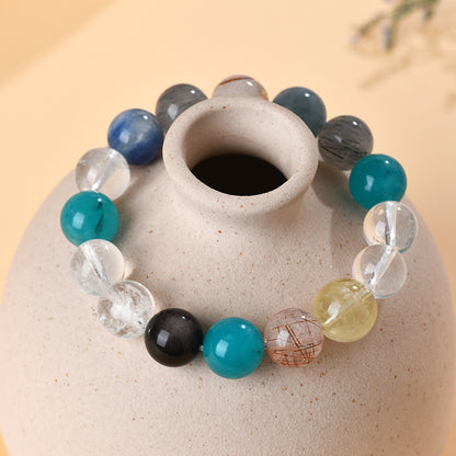 Natural Crystal Duobao Bracelet with White Crystal and Amazonite - Unisex Spiritual Energy Accessory