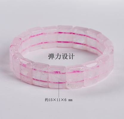 Natural Pink Quartz Crystal Bracelet | Love Harmony Energy Stone Ice Transparent Fashion