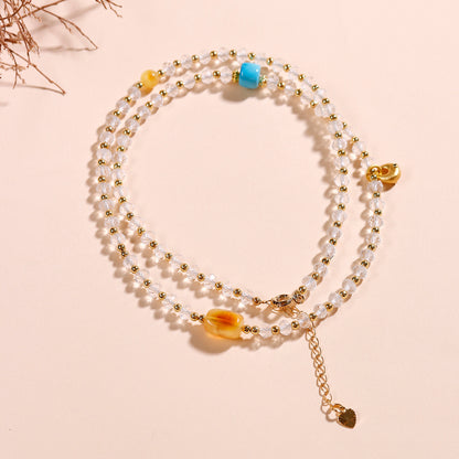 Pure White Crystal Collarbone Necklace for Women - Spiritual Elegance & Positive Energy