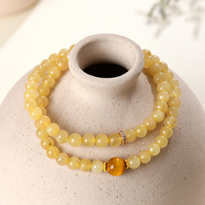 Golden Rutilated Quartz & Tiger Eye Double Circle Bracelet | Wealth & Protection Amulet for Women