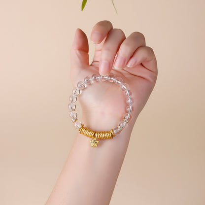 White Crystal Coiled Star Bracelet | Chinese Style Spiritual Energy Jewelry for Women