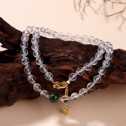 Natural White Crystal Collarbone Necklace | Adjustable Purity Protection Amulet