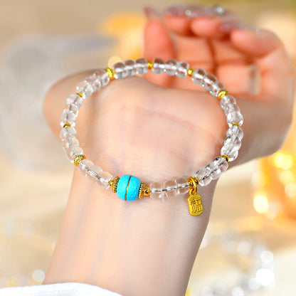 Natural White Crystal Bead Bracelet | Chinese Style Spiritual Jewelry for Women's Harmony