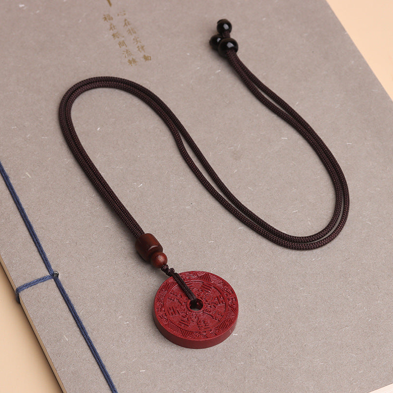 Natural Cinnabar Mountain Ghost Flower Pendant - Purple Gold Sand Raw Ore Amulet for Protection and Fortune