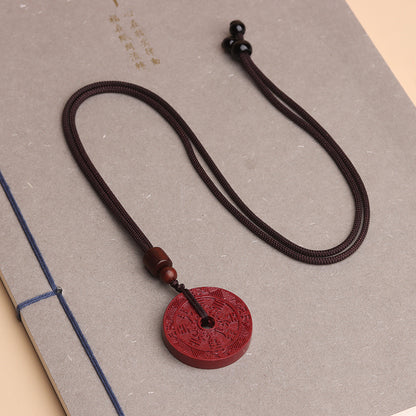 Natural Cinnabar Mountain Ghost Flower Pendant - Purple Gold Sand Raw Ore Amulet for Protection and Fortune