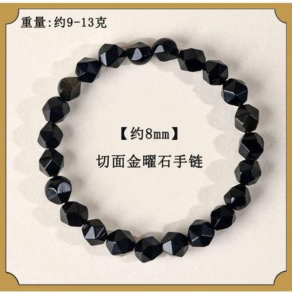 Golden Tiger Eye and Obsidian Faceted Irregular Bracelet - Unisex Couple Protection Charm