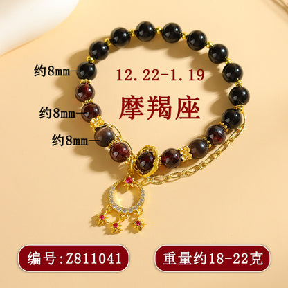 Natural Crystal Zodiac Bracelet - Mystical Astrological Jewelry for Women's Empowerment