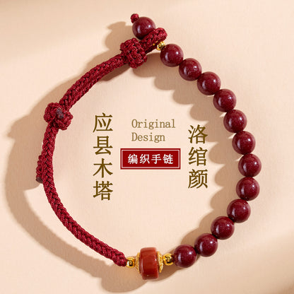 Purple Gold Cinnabar DIY Handmade Woven Bracelet | Wealth Protection & Spiritual Elegance