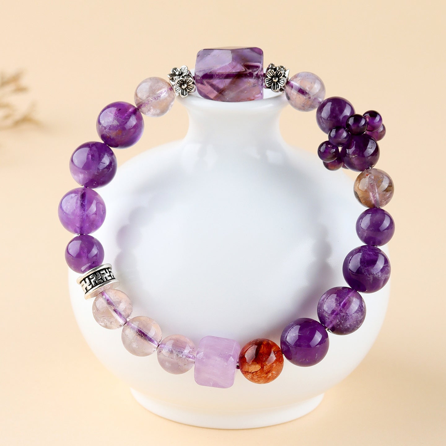 Natural Amethyst Freeform Bracelet | Nine Purple Fire Spiritual Women's Energy Jewelry
