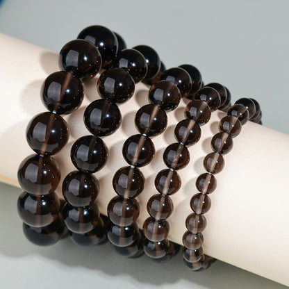 Natural Mexican Obsidian Round Bead Bracelet｜Spiritual Protection & Prosperity Unisex Jewelry
