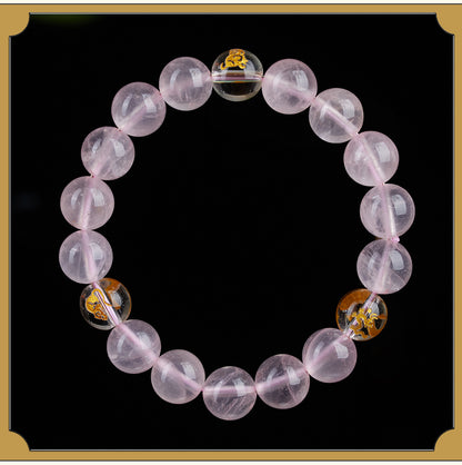 Natural Pink Crystal Three-in-One Zodiac Bracelet for Women - Starlight Harmony & Love Energy