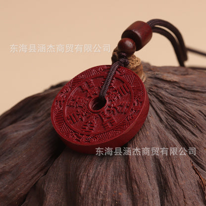 Natural Cinnabar Mountain Ghost Flower Pendant - Purple Gold Sand Raw Ore Amulet for Protection and Fortune