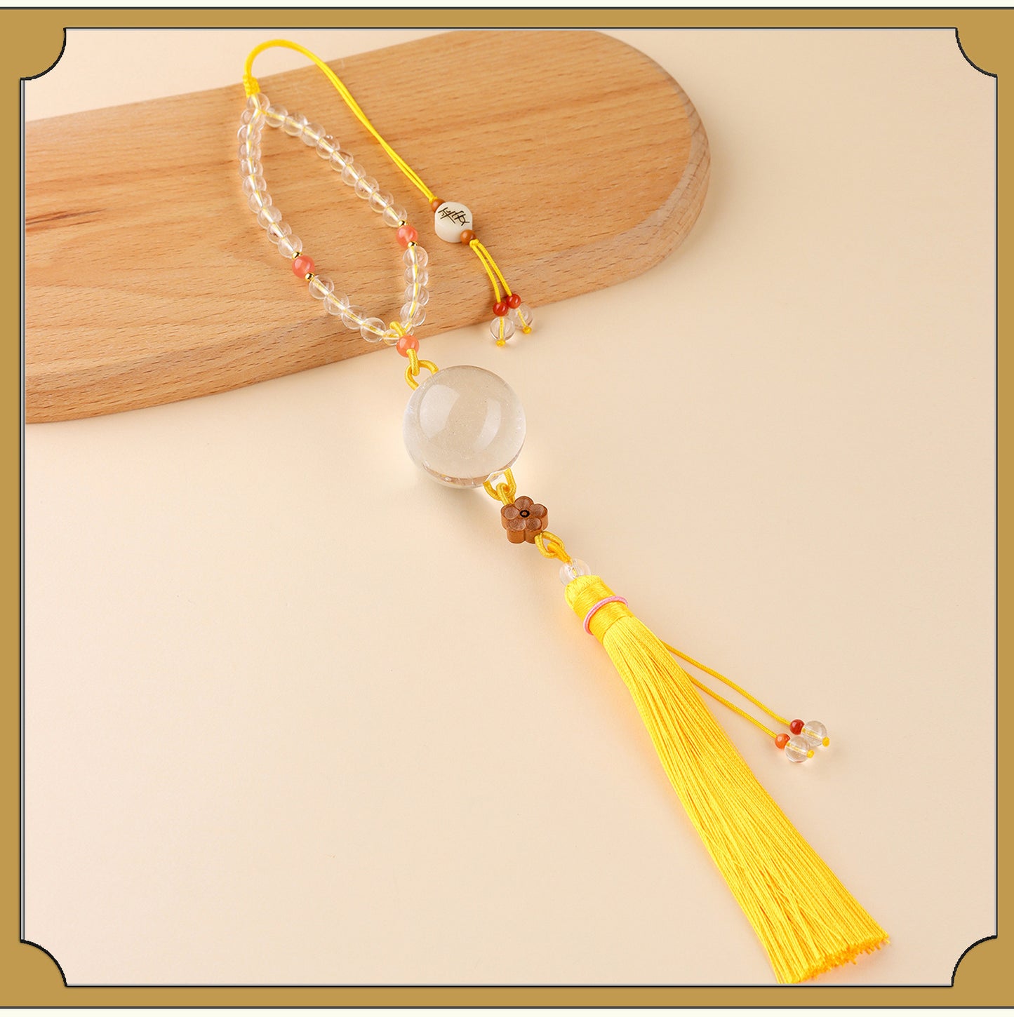 Natural Crystal Ball Car Hanging Ornament | Feng Shui Protection & Positive Energy Charm
