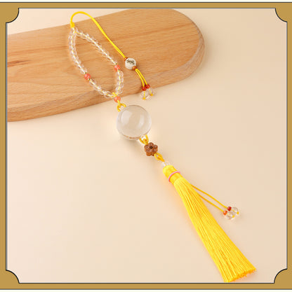 Natural Crystal Ball Car Hanging Ornament | Feng Shui Protection & Positive Energy Charm