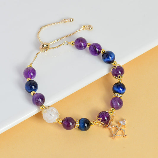 Sagittarius Amethyst Crystal Bracelet - Romantic Zodiac Light Luxury Jewelry for Women