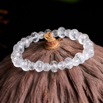 Natural Faceted White Crystal Bracelet | Ice Clear Spiritual Women's Jewelry