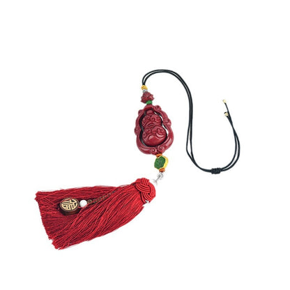 Original Ore Purple Gold Cinnabar Cloud Gourd Car Hanging - Feng Shui Protection Talisman